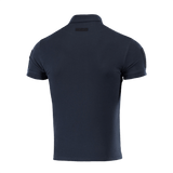 M-Tac Tactical Polo Shirt 65/35 i mørkeblå, set bagfra, designet til politi og sikkerhed, med velcro-paneler til ID.