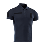 M-Tac Tactical Polo Shirt 65/35 med Velcro-paneler til patches, ideel til politi- og sikkerhedsarbejde, let og komfortabel til aktiv bevægelse.