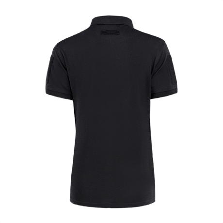 M-Tac Tactical Polo-Shirt 65/35 Lady, sort servicepolo til kvinder med Velcro på ærmer, bryst og ryg, komfortabel bomulds-polyester blanding