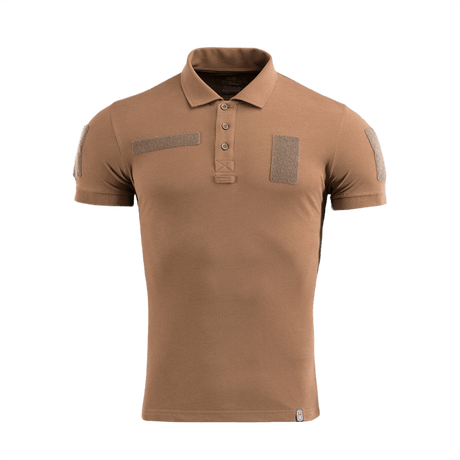 M-Tac Tactical Polo Shirt 65/35 til politi og sikkerhed, beige, let og holdbart materiale med velcro-paneler til patches og ID.