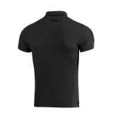 M-Tac Tactical Polo Shirt 65/35 i sort, bagside, designet til politi og sikkerhedspersonale med velcro-paneler til patches.
