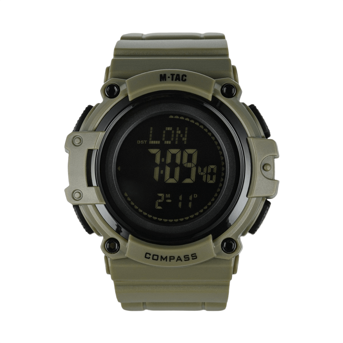 M-Tac Tactical Ur med Kompas 2233 i robust ABS-plastik med LED-baggrundsbelysning og kompas, ideelt til taktisk og outdoor brug.