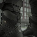 M-Tac Taktiske Demi-Season Støvler Pro Line i sort med slidstærk suede og Cordura, ideel til taktiske opgaver og udendørsaktiviteter.