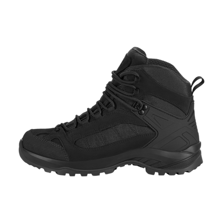 M-Tac Taktiske Demi-Season Støvler Pro Line i sort suede og Cordura med Vibram-sål. Ideel til taktisk brug og vandring. Komfort og holdbarhed.