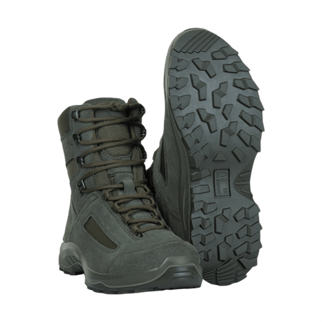 M-Tac Taktiske Sommerstøvler i grønt design, lavet af højkvalitets læder og Cordura® mesh for komfort og holdbarhed