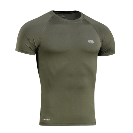 M-Tac T-shirt Ultra Light Polartec i grøn til træning, hurtigtørrende og svedtransporterende med reflekterende logo.
