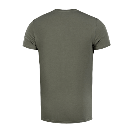 M-Tac T-shirt 93/7 i oliven, bagside, 93% bomuld og 7% elastan, komfortabel og holdbar til hverdag og aktiv brug.