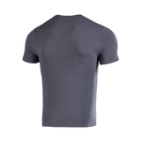 M-Tac T-shirt 93/7 i grå, set bagfra, lavet af 93% bomuld og 7% elastan, ideel til hverdags- og aktiv brug, bevarer formen efter vask.