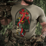 M-Tac T-Shirt Motanka med Motanka-dukke print, traditionel ukrainsk outfit og "Terra Cosaccorum" tekst på bagsiden.