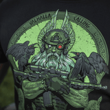 M-Tac T-Shirt Night Vision featuring Odin in modern combat gear with NVG helmet, accompanied by ravens Hugin and Munin, "Valhalla Calling" text