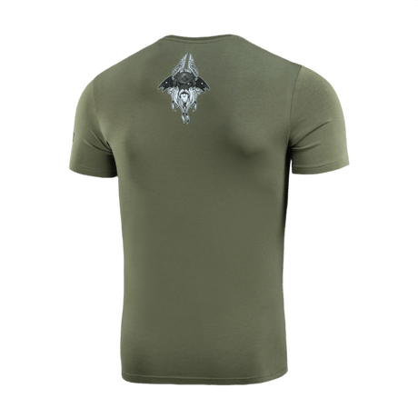 M-Tac T-Shirt Odin i olivengrøn med Odin-motiv fra nordisk mytologi og raven Hugin og Munin, komfortabel bomuldsblanding