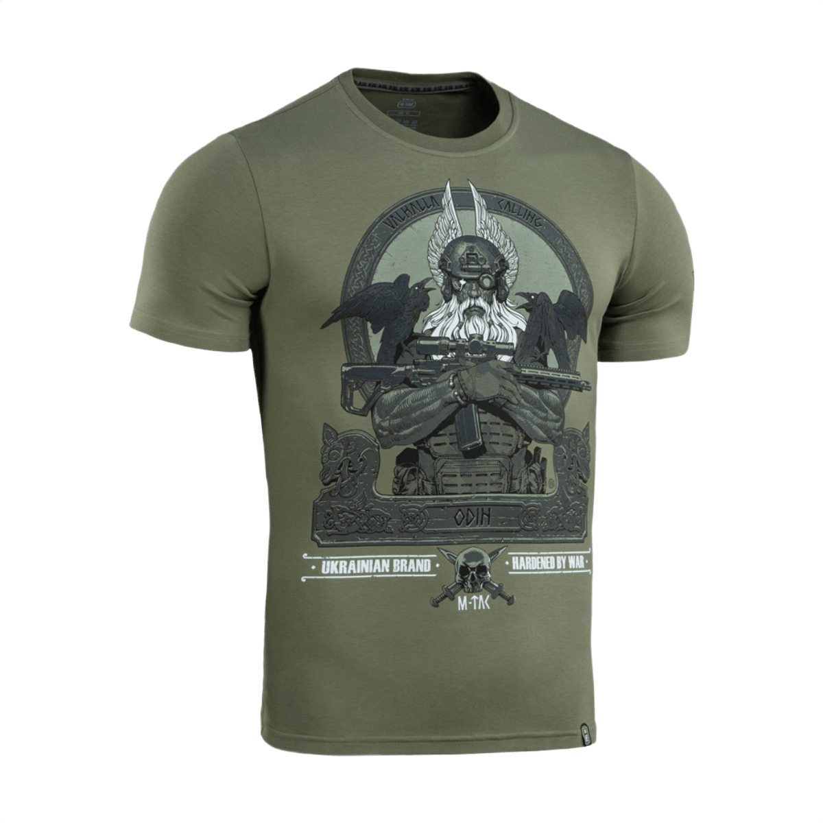 M-Tac T-Shirt Odin med print af Odin, ravnene Hugin og Munin, og teksten 'Valhalla Calling', komfortabel bomulds- og elastanblanding