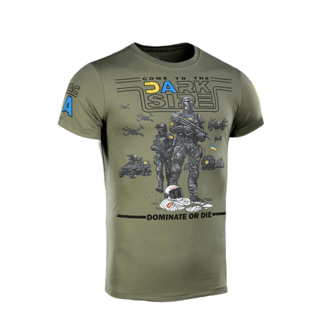 M-Tac T-shirt UA Side i lys olivengrøn, med unikt design og MagnaColours® premium print, fremhæver muskelkonturer, komfort og holdbarhed.