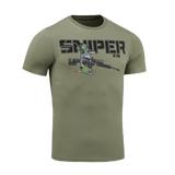 M-Tac T-Shirt Mole i grøn farve med humoristisk snigskytte print af en muldvarp, lavet i blød bomuldsblanding for komfort.