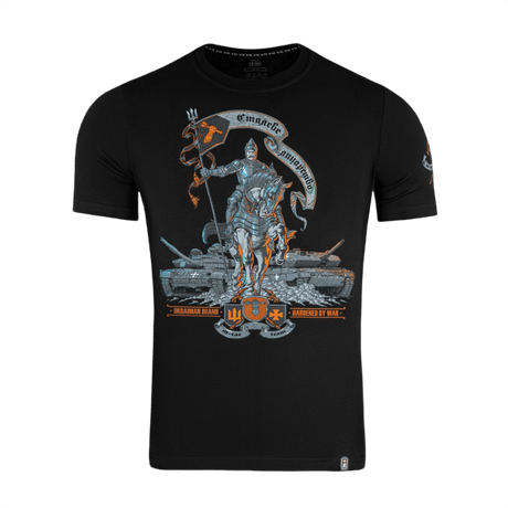 M-Tac T-Shirt Steel Knight med stålridder og moderne tanks, symboliserer Ukraines kampstyrker, styrke og enhed.