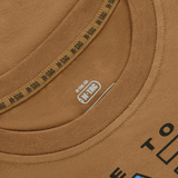 Detalje af M-Tac T-shirt UA Side med print, lysebrun farve, lavet af 93% bomuld og 7% elastan for komfort og holdbarhed.