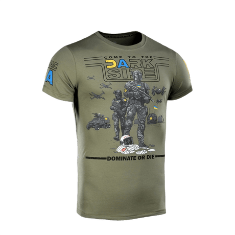 M-Tac T-shirt UA Side i lys olivengrøn, med unikt design og MagnaColours® premium print, fremhæver muskelkonturer, komfort og holdbarhed.