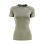 M-Tac T-shirt Ultra Light Polartec Lady i beige, lavet af let Power Dry® materiale, åndbar og hurtigtørrende, med reflekterende logo.