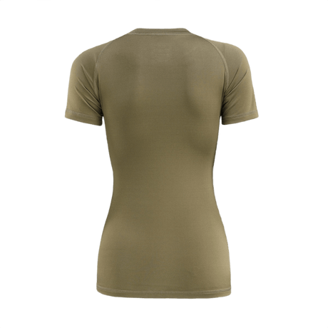 Bagside af M-Tac T-shirt Ultra Light Polartec Lady i olivengrøn farve, lavet i let og åndbart Power Dry® materiale til kvinder.