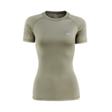 M-Tac T-shirt Ultra Light Polartec Lady i beige, lavet af let Power Dry® materiale, åndbar og hurtigtørrende, med reflekterende logo.