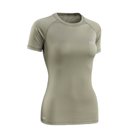 M-Tac T-shirt Ultra Light Polartec Lady i beige, perfekt til træning, lavet af let Power Dry® materiale, hypoallergen og hurtigtørrende.