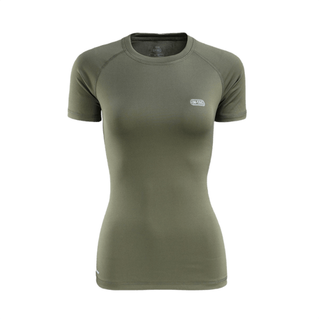 M-Tac T-shirt Ultra Light Polartec Lady i olivengrøn, let og hurtigtørrende Power Dry® materiale, perfekt til træning og fritid.