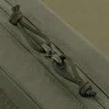 M-Tac Utility Taske Elite Medium med Cordura 500D materiale og MOLLE fastgørelse. Detaljebillede af slidstærk lynlås. Grøn farve.