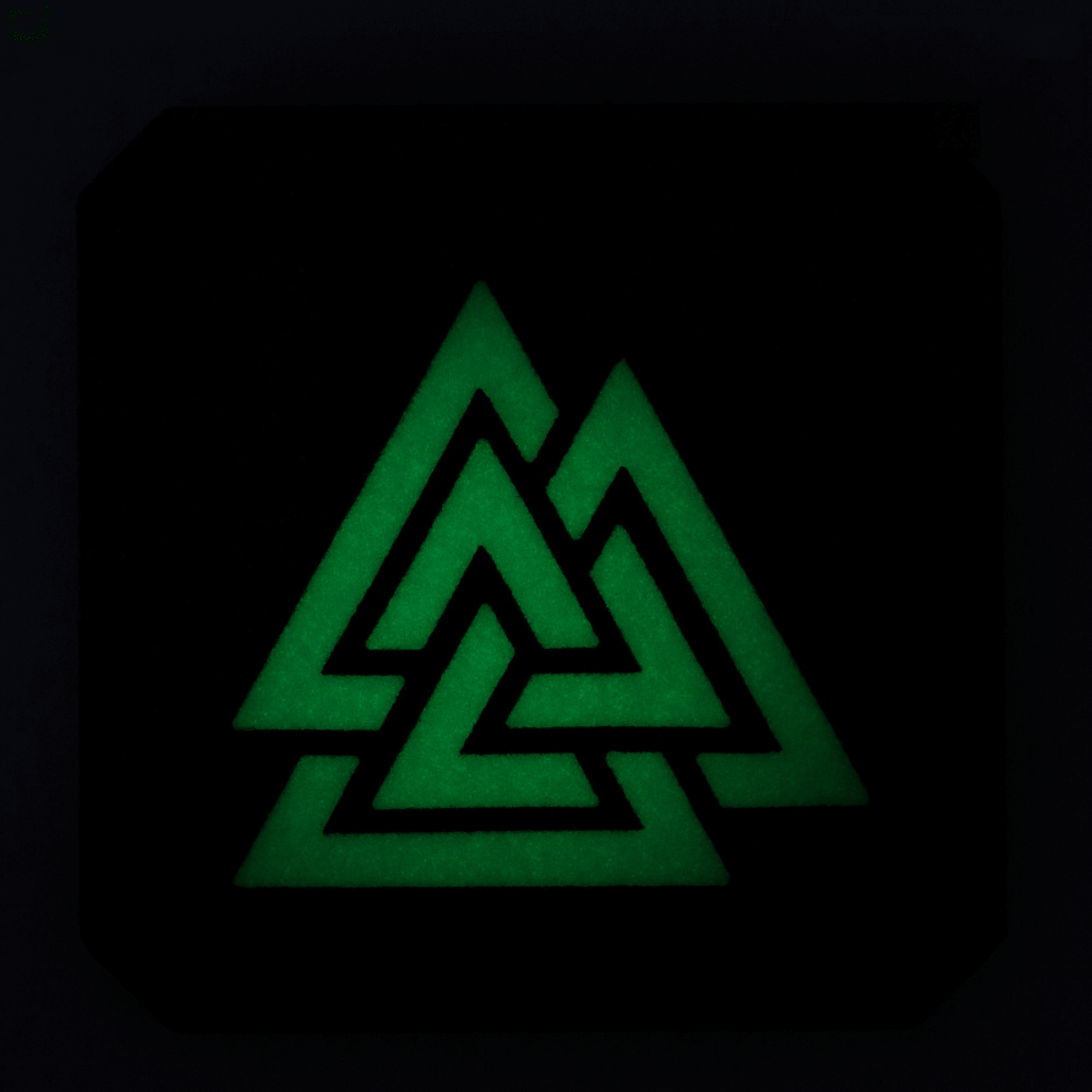 M-Tac Patch Valknut Laser Cut Odin symbol i grøn glødende design