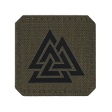 M-Tac Patch Valknut Laser Cut Odin symbol i olivengrøn med detaljeret laserudskæring og Valknut-design påklædningsmærke. Taktisk tilbehør.