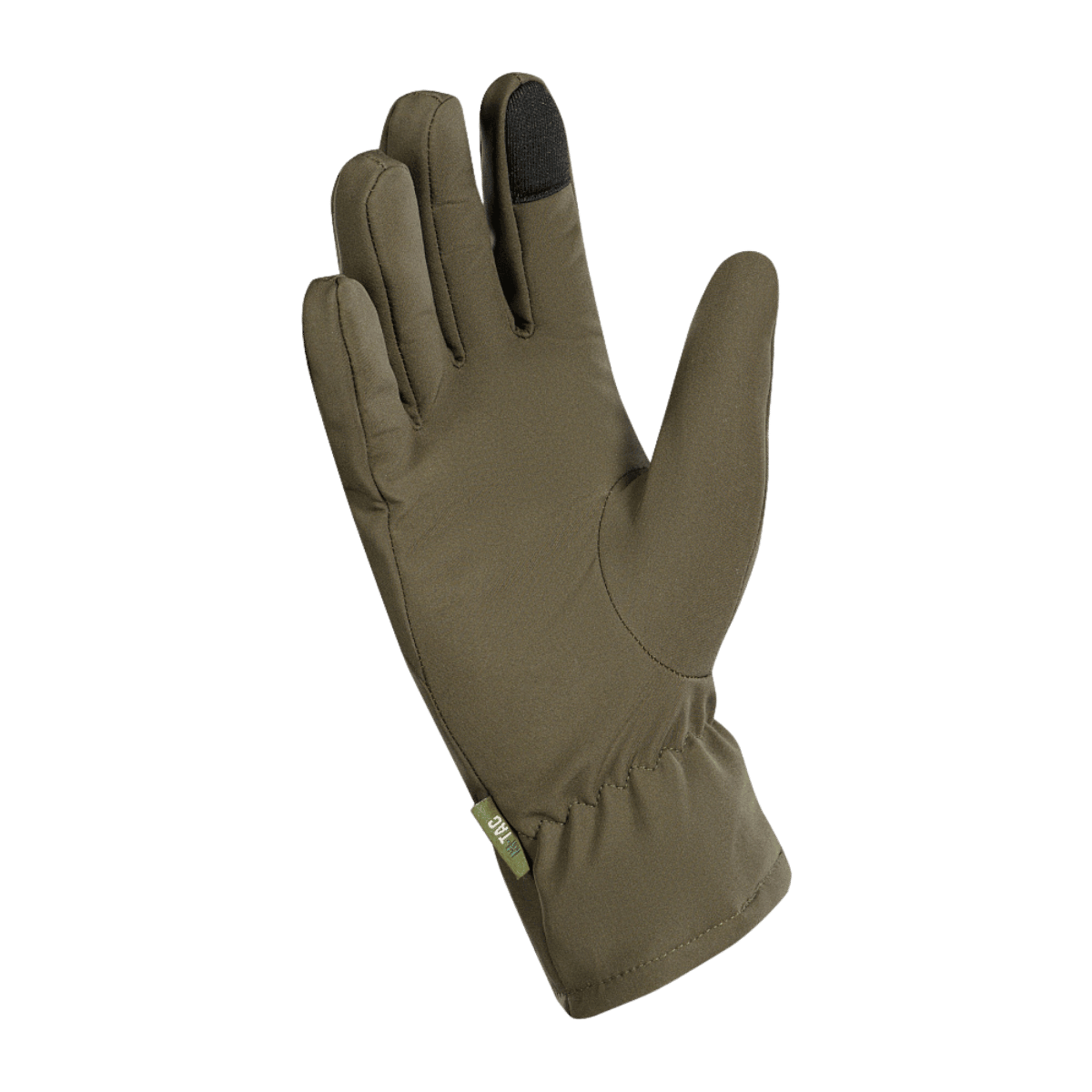 M-Tac Vinterhandsker Soft Shell i olivenfarve, designet til beskyttelse mod dårligt vejr med letvægtsmateriale og funktionel komfort.