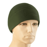 M-Tac Watch Cap Elite Fleece Beanie Hat Velcro i grøn farve, ideel til taktisk brug, lavet af slidstærk fleece med velcro-panel.
