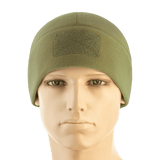 M-Tac Watch Cap Elite Fleece Beanie Hat Velcro i olivengrøn, let og varm hue til taktisk brug og friluftsliv, med velcro-panel.