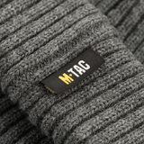 M-Tac Watch Cap 100% Akryl i grå, strikket hue til køligt vejr med lav profil og dobbelt opslag for ekstra varme, detaljebillede af tekstur.