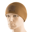 M-Tac Fleece Tactical Watch Cap Beanie m. Patch Panel i brun, let fleecehue med plads til patches, velegnet til taktisk brug.