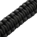 M-Tac Paracord Armbånd i sort, forstørret udsyn af det stærke og lette reb, ideelt til overlevelses- og friluftslivssituationer.
