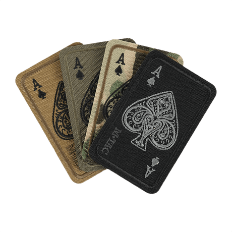 M-Tac Patch Ace Of Spades (Broderi) i Cordura 500D med Velcro, broderet design i forskellige farver, perfekt til tøj eller taktisk udstyr.