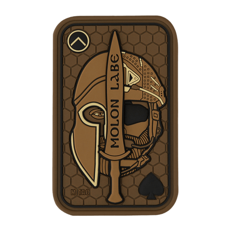 M-Tac Patch Molon Labe 3D PVC med spartansk hjelm i 3D design, lavet af gummi med Velcro for nem fastgørelse, 108 x 68 mm.