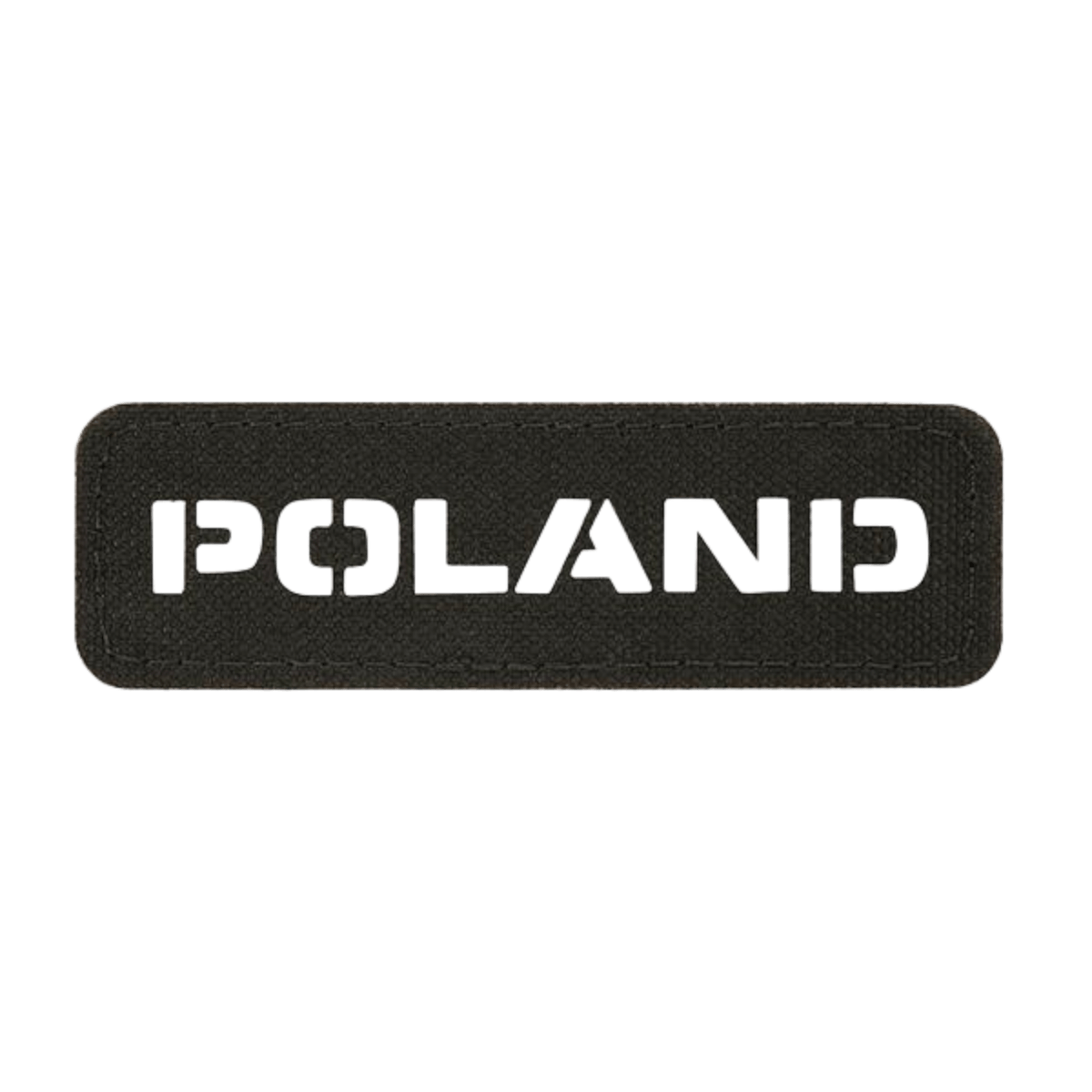 M‑Tac Patch Poland End-to-End 25x80 i sort Cordura 500D med laserindskrift og velcrolukning, 25x80 mm, nationalitetsmarkør