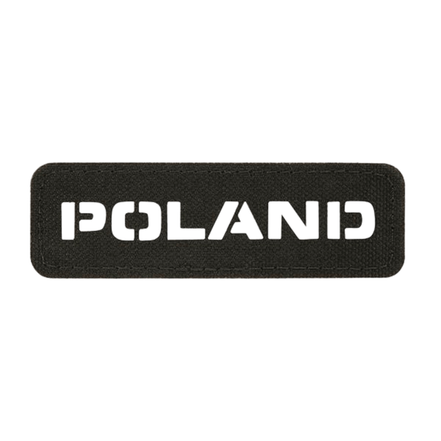 M‑Tac Patch Poland End-to-End 25x80 i sort Cordura 500D med laserindskrift og velcrolukning, 25x80 mm, nationalitetsmarkør