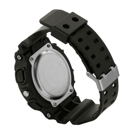 M‑Tac Sport Ur med robust polycarbonat urkasse og sort silikonerem, ideel til outdoor-eventyr og sportsaktiviteter.