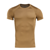 M-Tac T-Shirt Sweat-Wicking Athletic Gen.II i lysebrun, ideel til træning, løb og hverdagsbrug, lavet af svedtransporterende polyester.