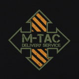 M-Tac T-Shirt Mavic Delivery Service logo på sort baggrund, inspireret af amerikansk Pin-Up-kultur.