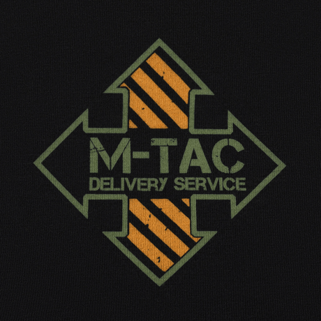 M-Tac T-Shirt Mavic Delivery Service logo på sort baggrund, inspireret af amerikansk Pin-Up-kultur.