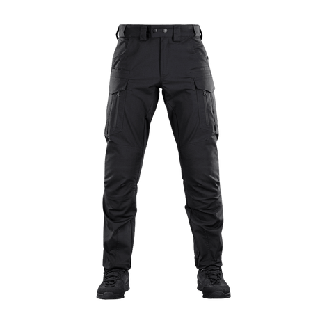 M-Tac Taktiske Bukser Patriot Gen. II Flex i sort med praktiske sidelommer, perfekte til både taktisk brug og hverdagsbeklædning.