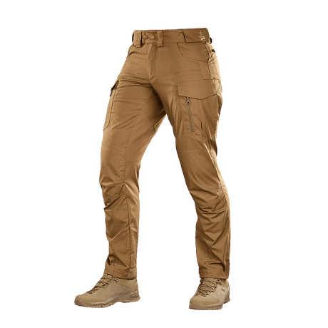 M-Tac Taktiske Bukser Patriot Gen. II Flex i letvægt rip-stop stof med sidelommer, designet til bevægelsesfrihed og alsidig brug.