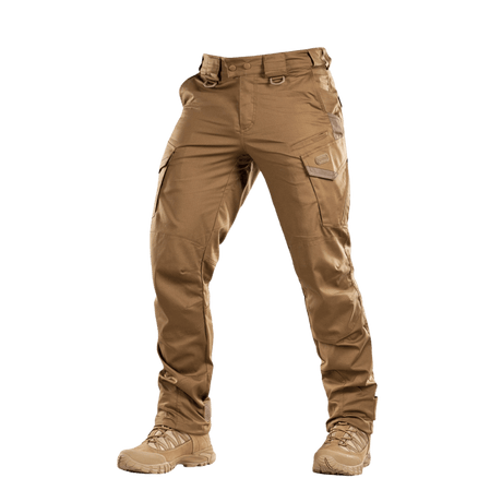 M-Tac Taktiske Bukser Aggressor Gen. II Flex i slidstærkt rip-stop stof med Teflon-belægning, ideel til træning og arbejde.
