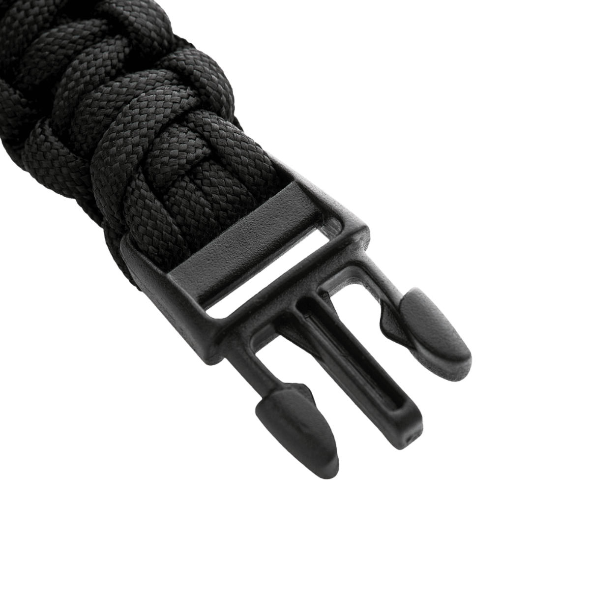 M-Tac Paracord Armbånd med robust sort reb og praktisk spænde, ideelt til overlevelse og friluftsliv.