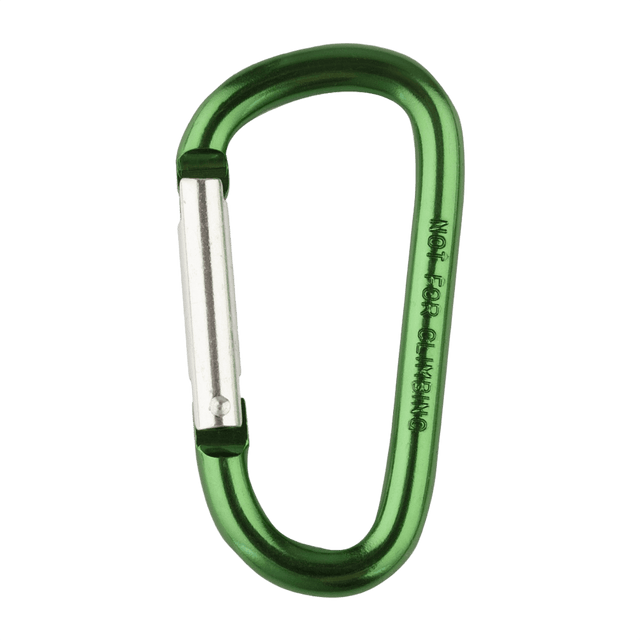 M-Tac Karabinhage 8 cm i grøn aluminium, perfekt til fastgørelse af udstyr på vest, bælte eller rygsæk. Let og holdbart design.