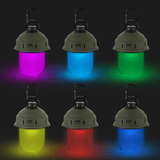 M-Tac Turist Hængelampe med RGB LED lys i forskellige farver, ideel til camping og udendørsaktiviteter.
