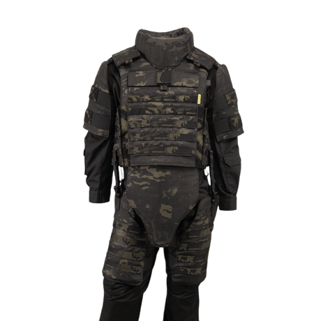 Anorak Niobium® Tactical II – full set MultiCam® blødt kropspanser-system, multi-trussel beskyttelse, sort kamuflage, set bagfra.